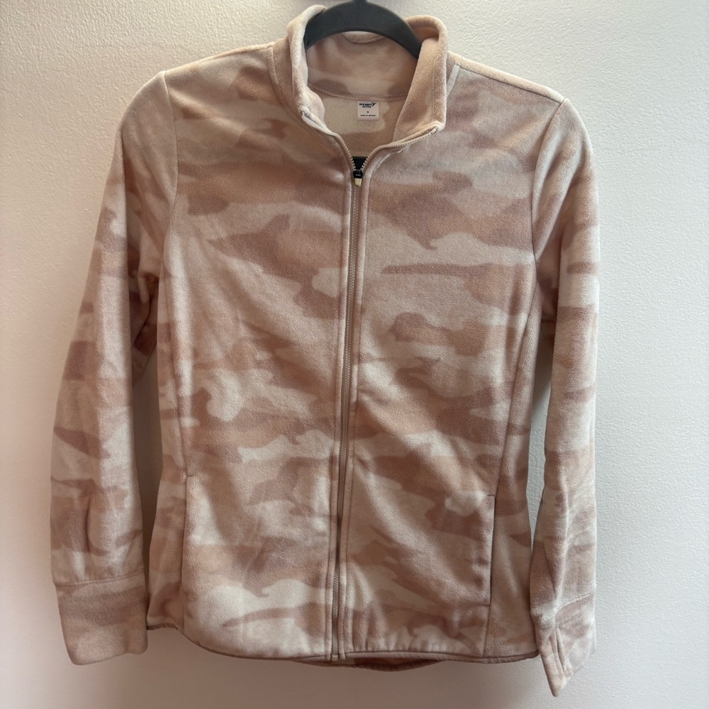 Old Navy Active Pink Camo Zip Front Fleece Jacket S